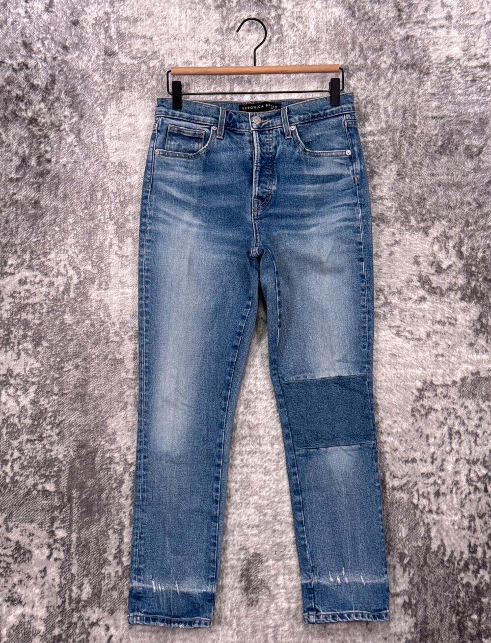 Veronica Beard Ryleigh Jeans 27 / 4 Womens Slim Straight High Rise Patched Denim